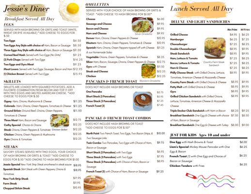 Jessie’s Diner menu 2